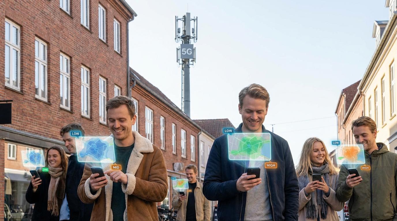 Smilende brugere på 5G-gade