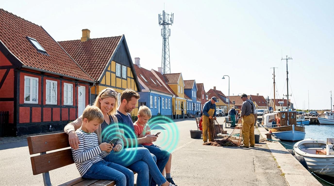 Familie bruger 5G i Gilleleje
