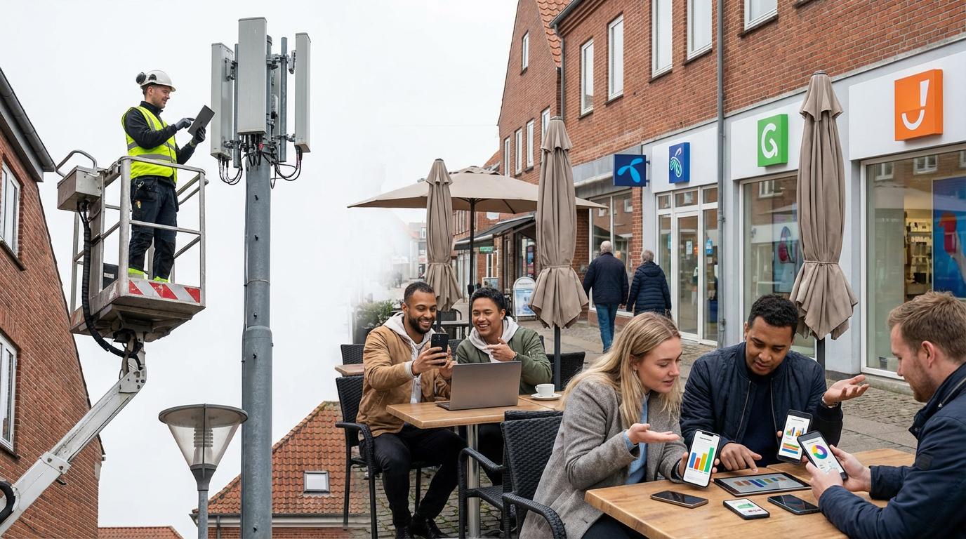 5G-tekniker ved gadecafé