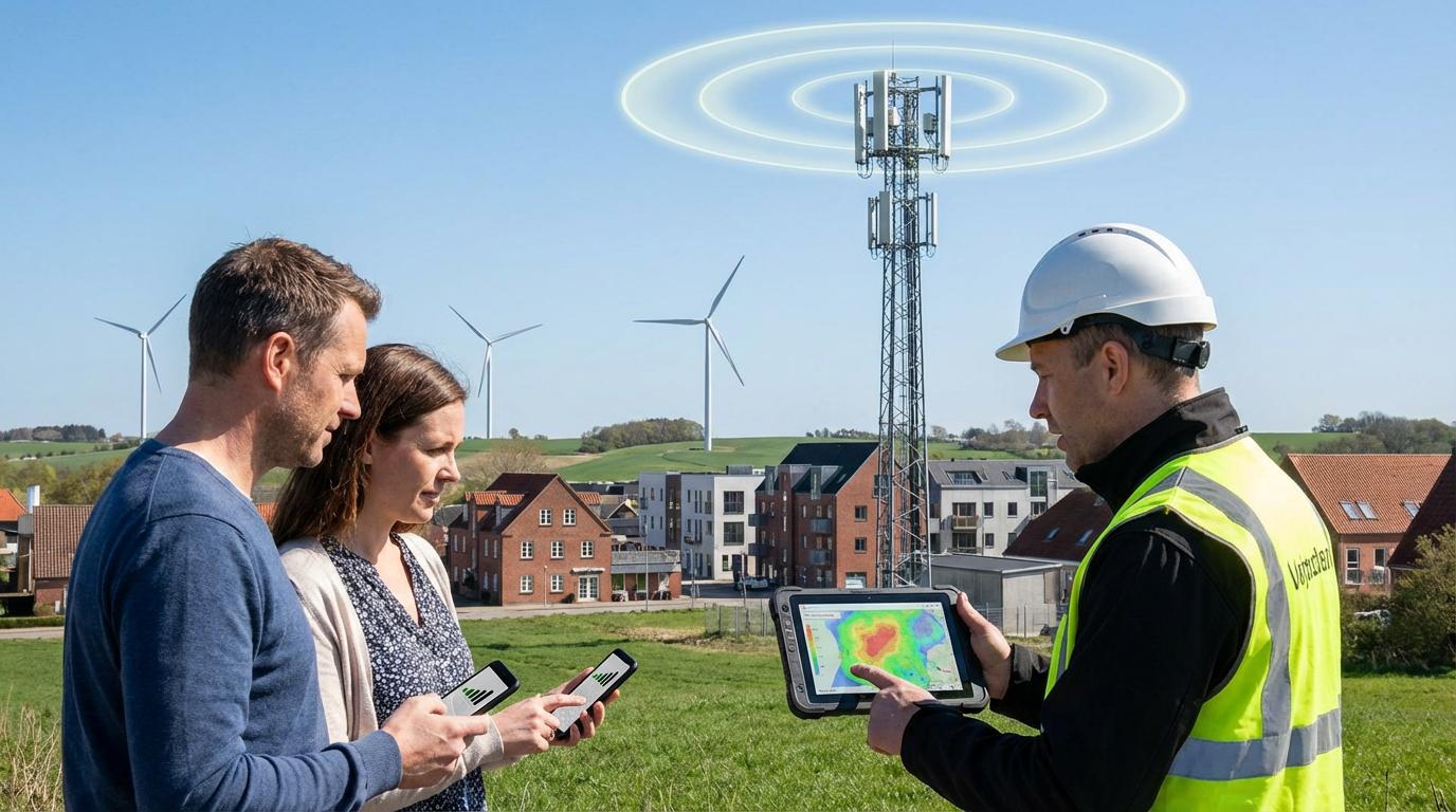 Tekniker viser 5G-dækning i Vojens